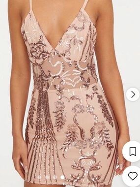 PrettyLittleThing // NWT Rose Gold Sequin Bodycon Dress
